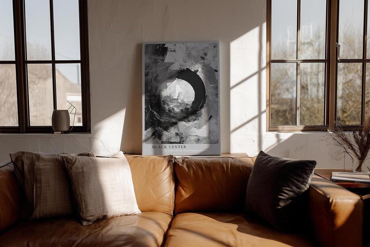 Paul Sinus Wandbild in 40x60cm Black Center – Ausdrucksstarke monochrome Kunst mit dynamischer Kreisform