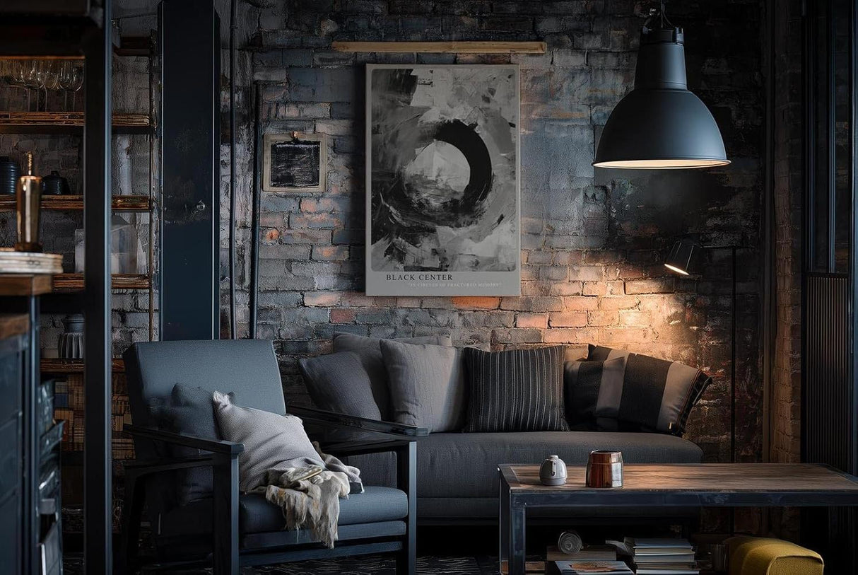 Paul Sinus Wandbild in 40x60cm Black Center – Ausdrucksstarke monochrome Kunst mit dynamischer Kreisform