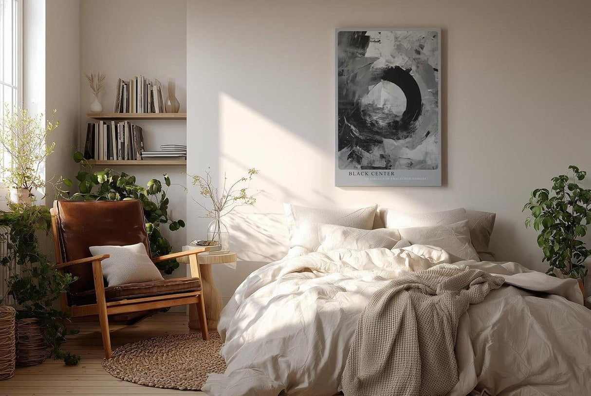 Paul Sinus Wandbild in 40x60cm Black Center – Ausdrucksstarke monochrome Kunst mit dynamischer Kreisform