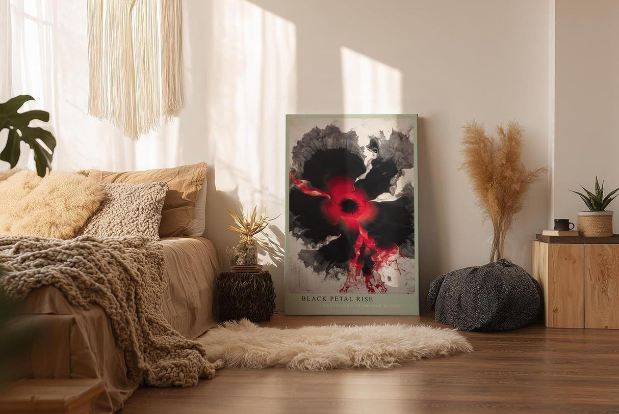 Paul Sinus Wandbild in 40x60cm Black Petal Rise in Rot und Schwarz – Abstrakte Explosion organischer Formen mit intensiver Ausdruckskraft
