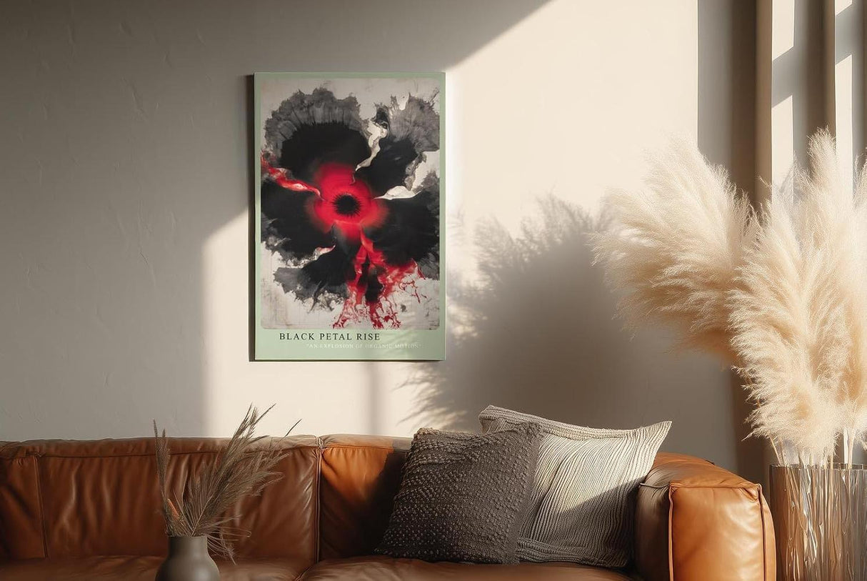 Paul Sinus Wandbild in 40x60cm Black Petal Rise in Rot und Schwarz – Abstrakte Explosion organischer Formen mit intensiver Ausdruckskraft