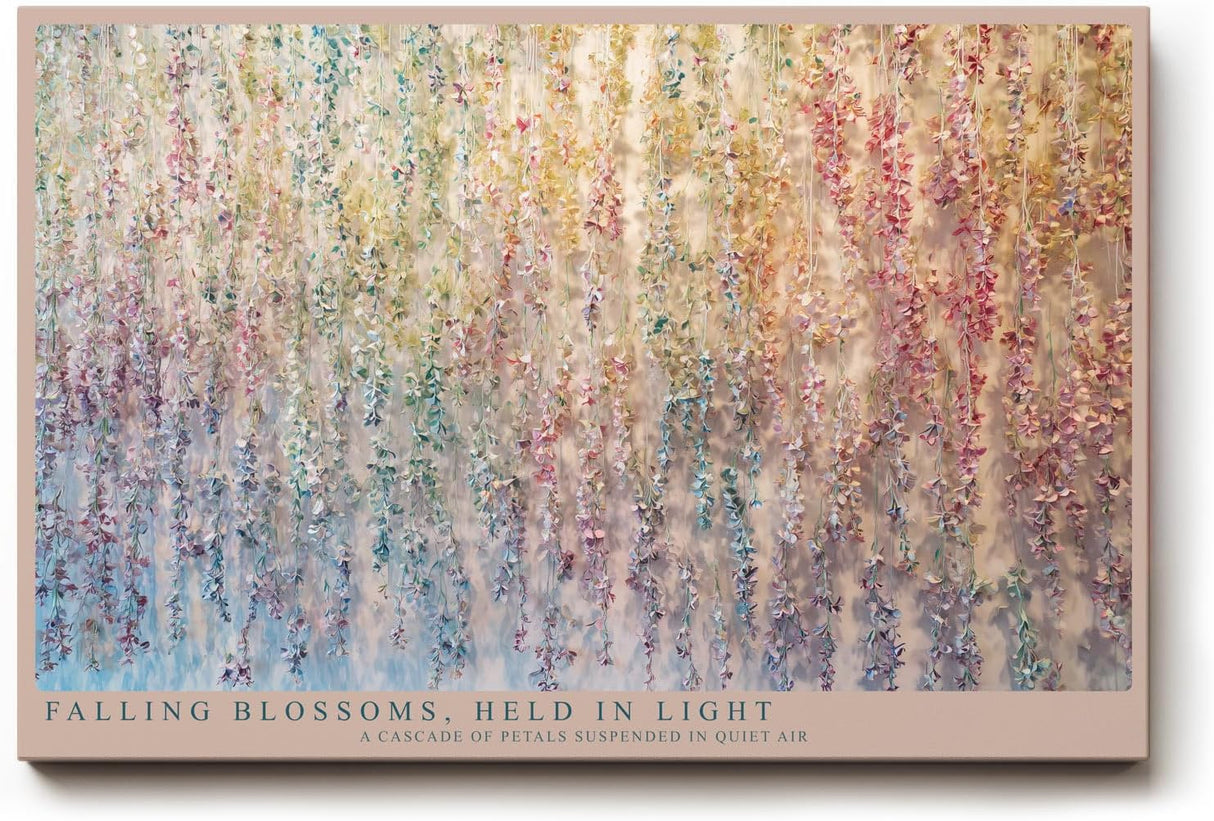Paul Sinus Wandbild 120x80cm Blueten Kaskade Pastell Natur Kunst abstrakte Blumen Wanddekoration moderne florale Wandkunst Wohnzimmer Schlafzimmer