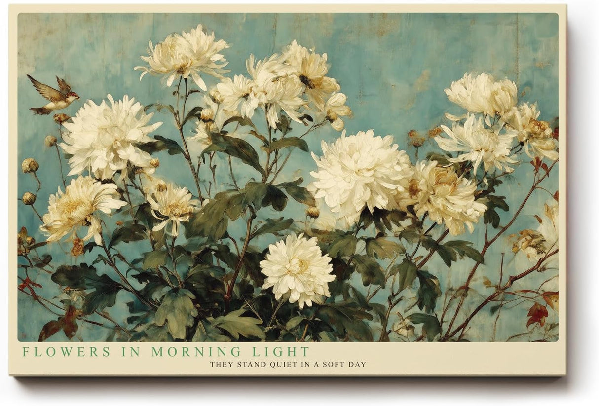 Paul Sinus Wandbild 120x80cm Blumen Im Morgenlicht Florale Kunst LeinWandbild 120x80cm Elegante Natur Wanddekoration