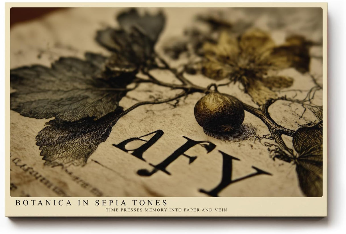 Paul Sinus Wandbild 120x80cm Botanica in Sepia Tones Vintage Pflanzen Illustration Botanische Kunst fuer Wohnzimmer Schlafzimmer und Büro