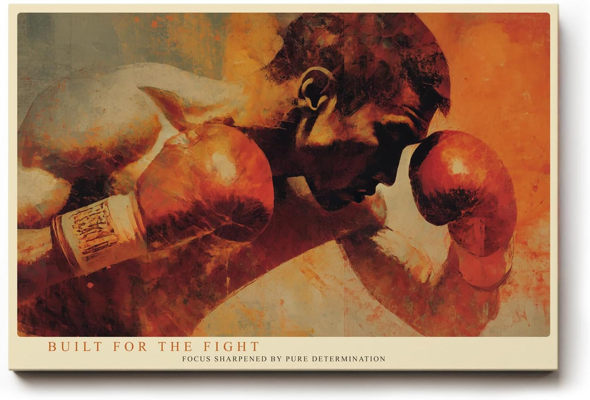 Paul Sinus Wandbild 120x80cm Boxer Sport Kunst dynamisches Boxer Portrait rote Farben Fitness Motivation Wanddekoration fuer Wohnzimmer Fitnessraum Büro