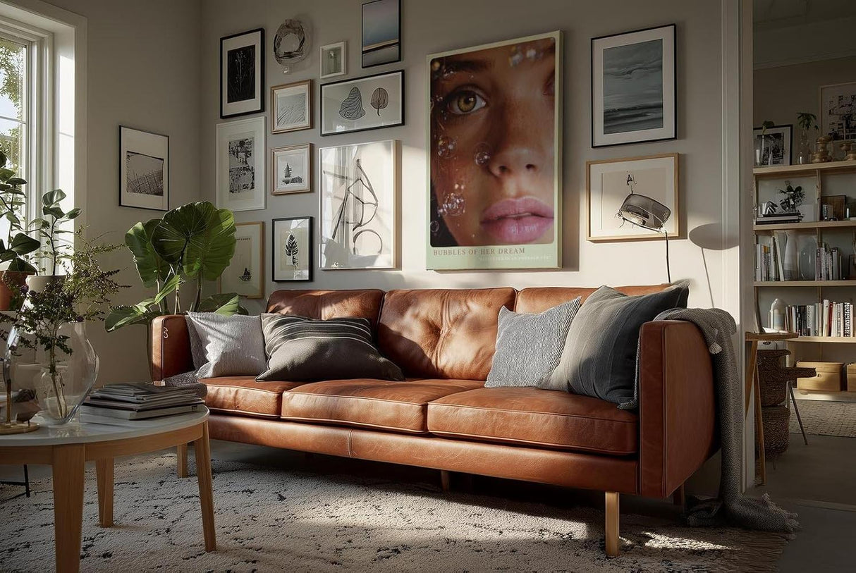 Paul Sinus Wandbild in 40x60cm Bubbles of Her Dream hyperrealistisches Porträt einer Frau mit grünen Augen und Seifenblasen