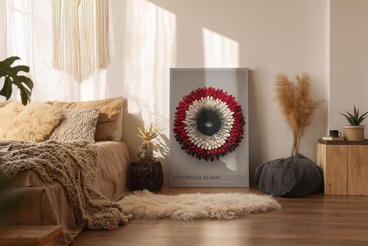 Paul Sinus Wandbild in 40x60cm Centerline Bloom Abstrakte Blütenform in Rot, Weiß und Schwarz