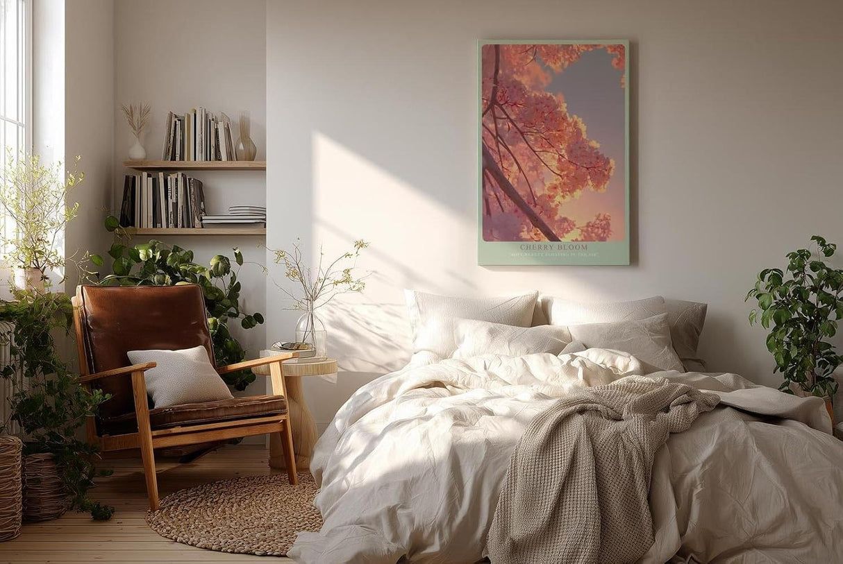 Paul Sinus Wandbild in 40x60cm Cherry Bloom – zarte Kirschblüten im sanften Abendlicht in romantischer Farbgebung