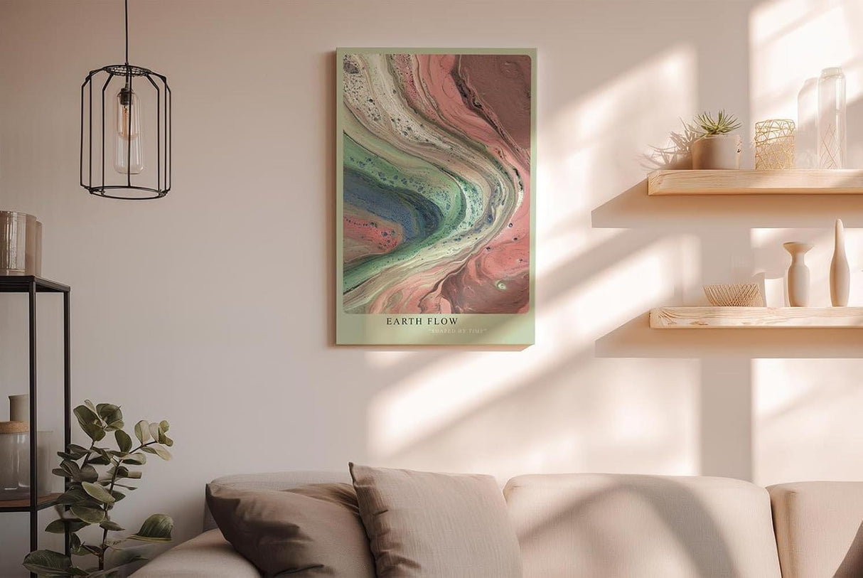 Paul Sinus Wandbild in 40x60cm Earth Flow Abstrakte Fließstrukturen in Grün-, Blauund Erdtönen