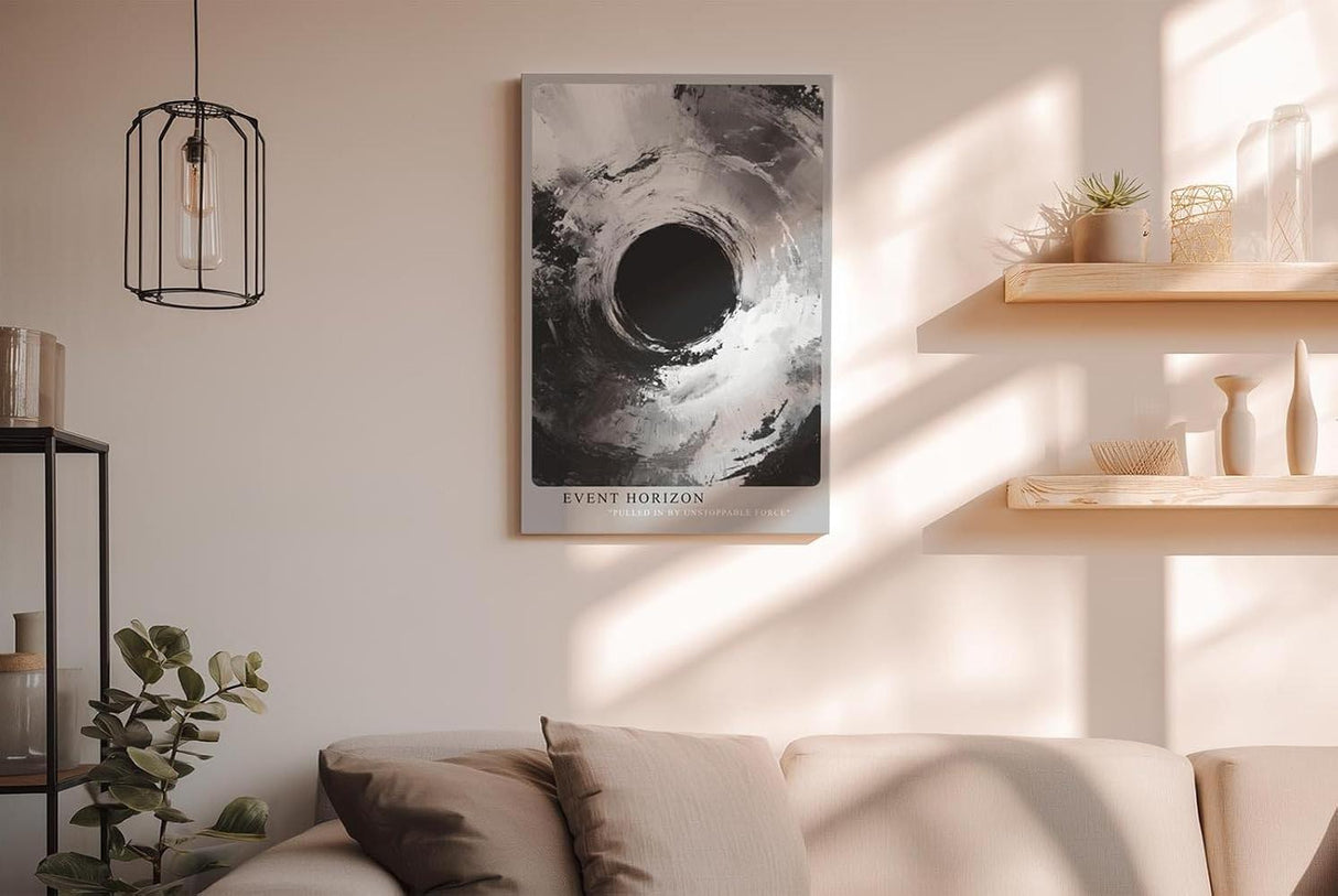 Paul Sinus Wandbild in 40x60cm Event Horizon – Monochrome Abstraktion mit tiefem Zentrum und kraftvollen Strukturen