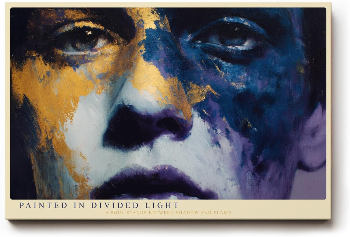 Paul Sinus Wandbild 120x80cm Expressives Frauenportrait in Blau Gold Moderne Kunst mit intensiver Farbstruktur