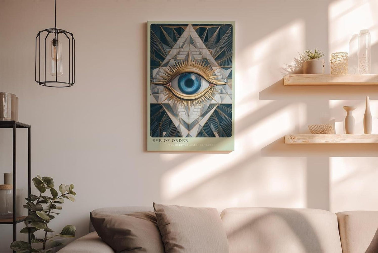 Paul Sinus Wandbild in 40x60cm Eye of Order Geometrische Komposition mit zentralem blauen Auge