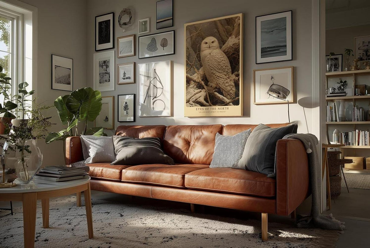 Paul Sinus Wandbild in 40x60cm Eyes of the North – majestätische Schneeeule in winterlicher Landschaft mit detailreicher Gefiederstruktur