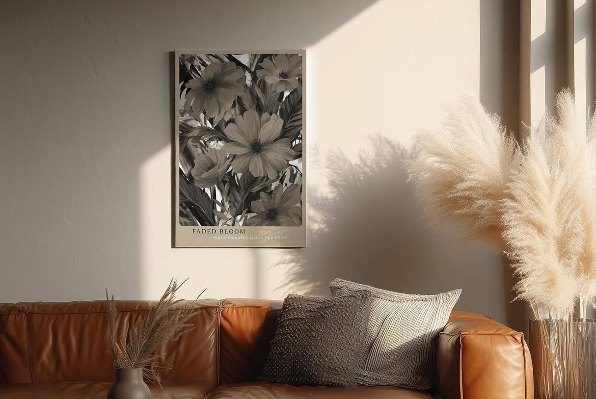 Paul Sinus Wandbild in 40x60cm Faded Bloom – Sepiafarbene Blüten im nostalgischen Stil mit malerischer Struktur