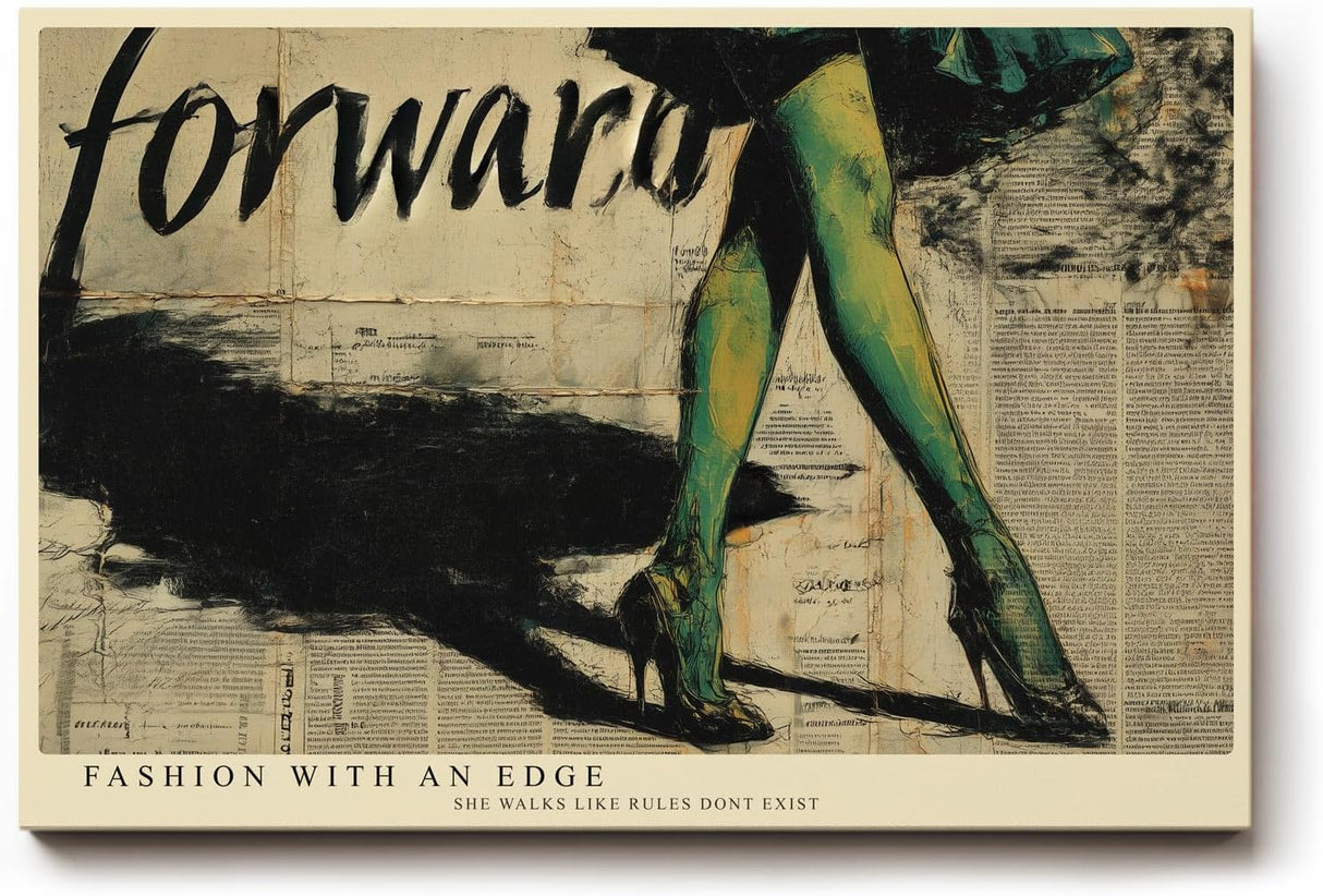 Paul Sinus Wandbild 120x80cm Fashion Collage Beine in Gruenen High Heels Moderne Mode Kunst Wanddekoration
