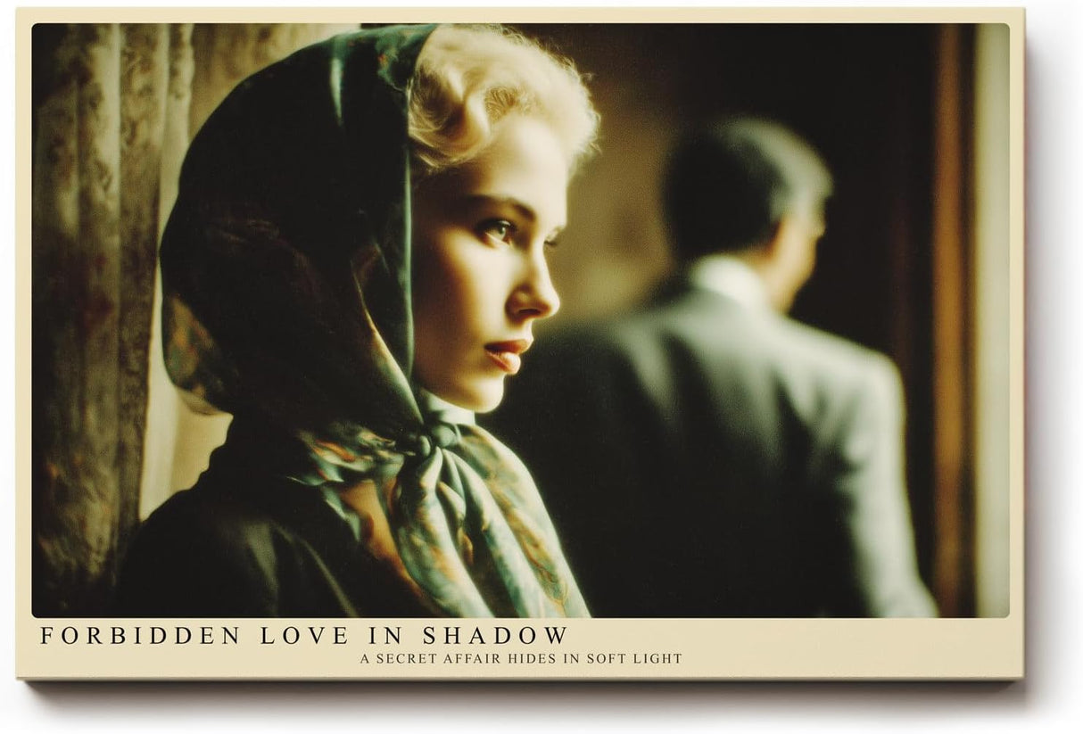 Paul Sinus Wandbild 120x80cm Forbidden Love in Shadow romantisches Portrait mit Vintage Atmosphäre Poster für Wohnzimmer Schlafzimmer
