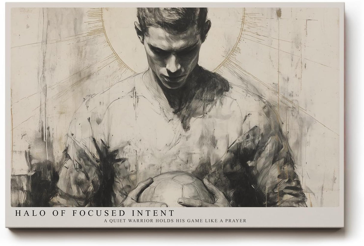 Paul Sinus Wandbild 120x80cm Fussballspieler Portrait moderne Sport Kunst monochrome Illustration Wanddekoration Wohnzimmer Büro