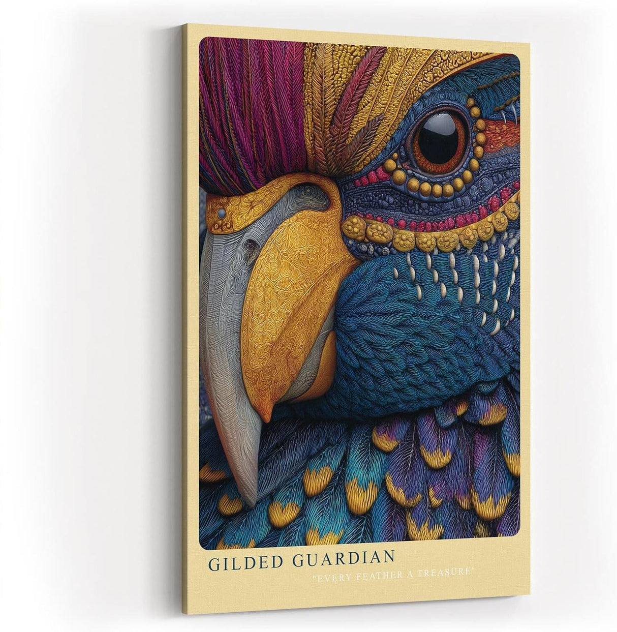 Paul Sinus Wandbild in 40x60cm Gilded Guardian Detailreiches Vogelportrait mit goldenen Akzenten