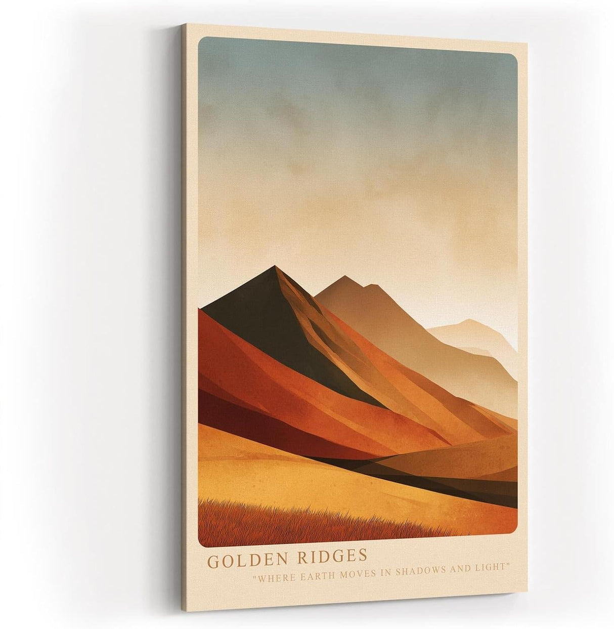 Paul Sinus Wandbild in 40x60cm Golden Ridges – Landschaft in warmen Goldund Rottönen für zeitlose Raumgestaltung