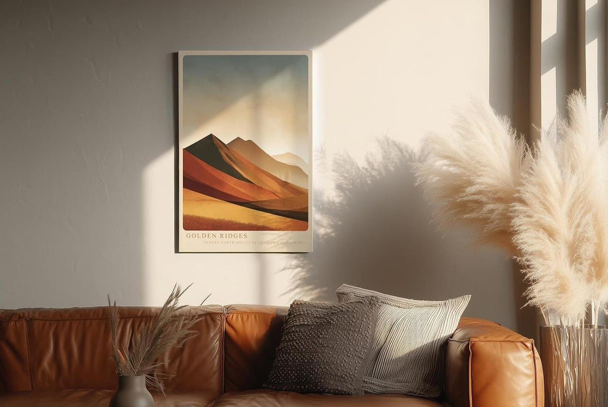 Paul Sinus Wandbild in 40x60cm Golden Ridges – Landschaft in warmen Goldund Rottönen für zeitlose Raumgestaltung