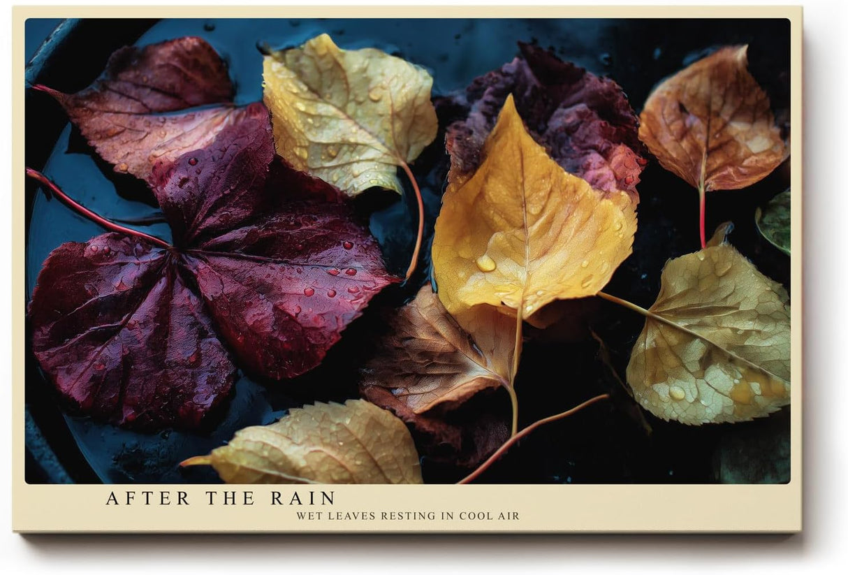 Paul Sinus Wandbild 120x80cm Herbstblaetter Makro Naturfotografie rot gelb Kunstdruck grosses Natur Kunstbild moderne Wanddekoration fuer Wohnzimmer Büro Flur