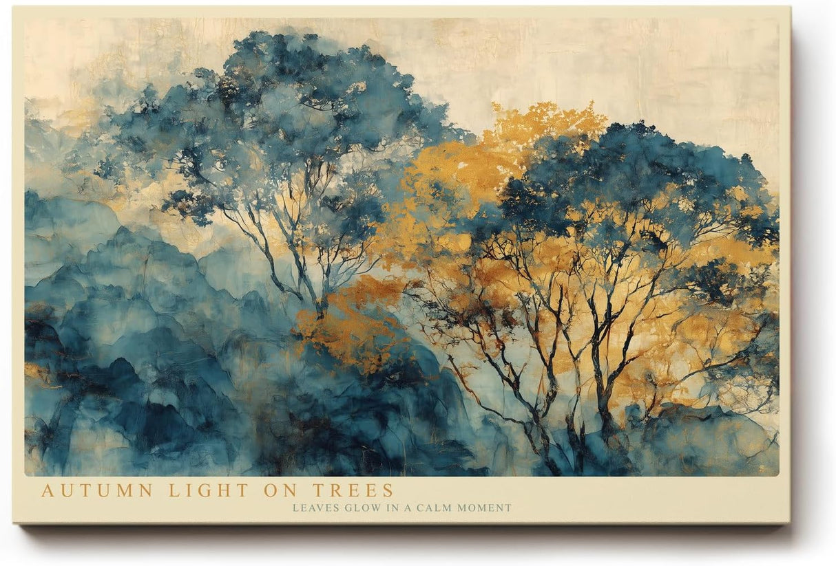 Paul Sinus Wandbild 120x80cm Herbstliche Bäume im sanften Licht – Künstlerische Landschaft mit ruhiger Naturstimmung für stilvolle Wohnräume