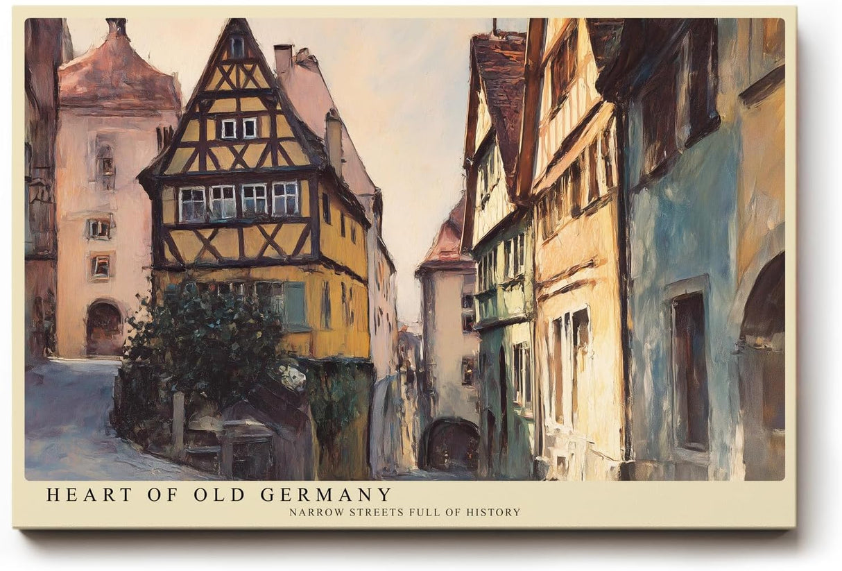 Paul Sinus Wandbild 120x80cm Historische Altstadt Gasse Malerei LeinWandbild 120x80cm Europäische Stadt Architektur Wanddekoration