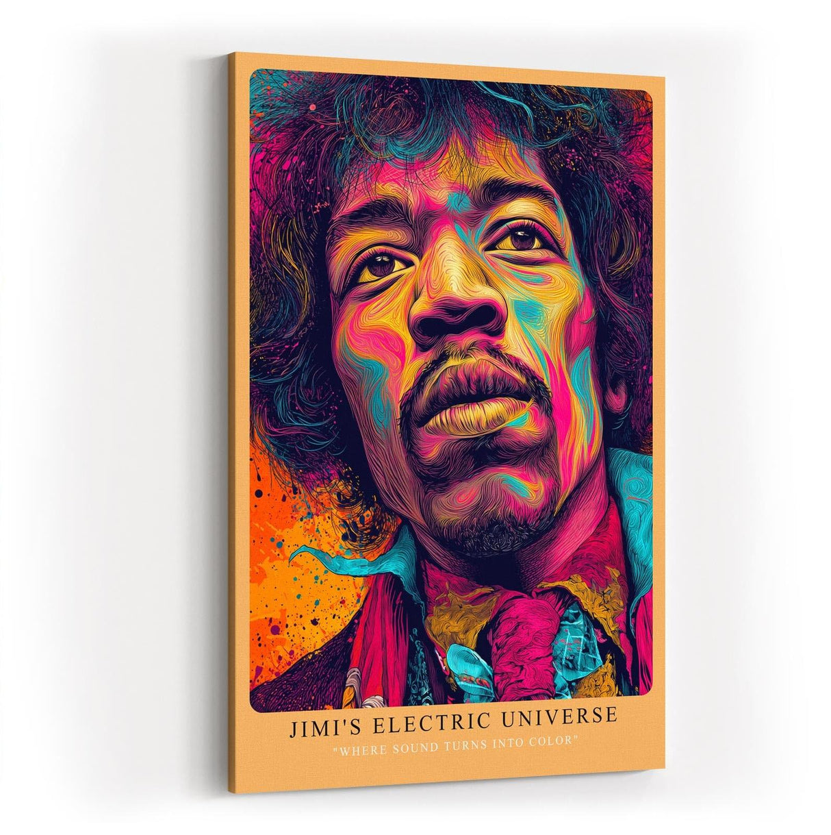 Paul Sinus Wandbild in 40x60cm Jimi's Electric Universe Buntes Musikerportrait mit intensiven Farbverläufen