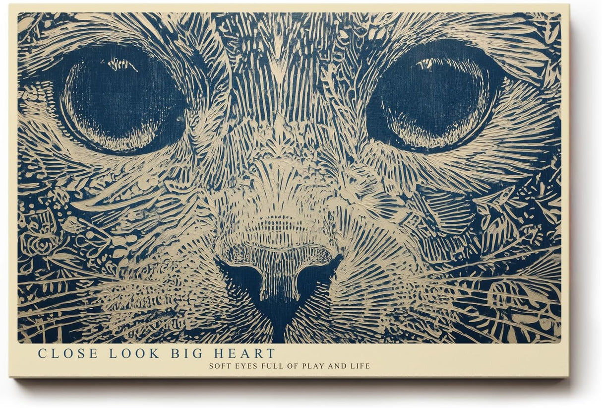 Paul Sinus Wandbild 120x80cm Katzenporträt in Linienkunst – Detailreiche Tierillustration mit grafischer Struktur