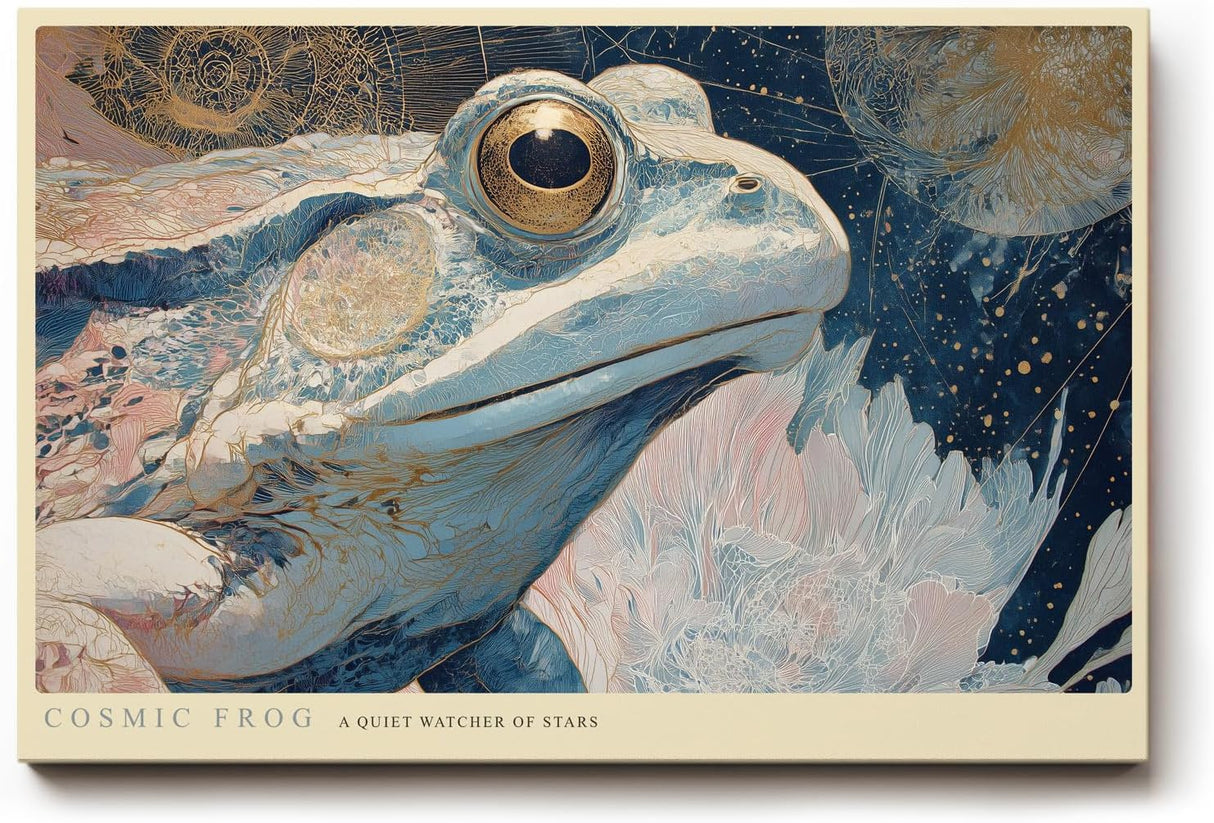Paul Sinus Wandbild 120x80cm Kosmischer Frosch Fantasie Tierkunst LeinWandbild 120x80cm Mystische Natur Wanddekoration