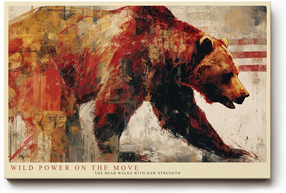 Paul Sinus Wandbild 120x80cm Kraftvoller Bär in Bewegung – Ausdrucksstarke Tierkunst mit dynamischen Farben für moderne Wohnräume