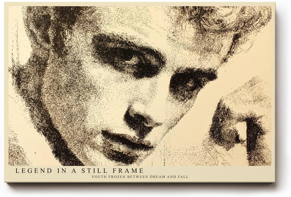 Paul Sinus Wandbild 120x80cm Künstlerisches Männer Portrait in Schwarz Beige Moderne Punktkunst für Wohnzimmer Büro Atelier
