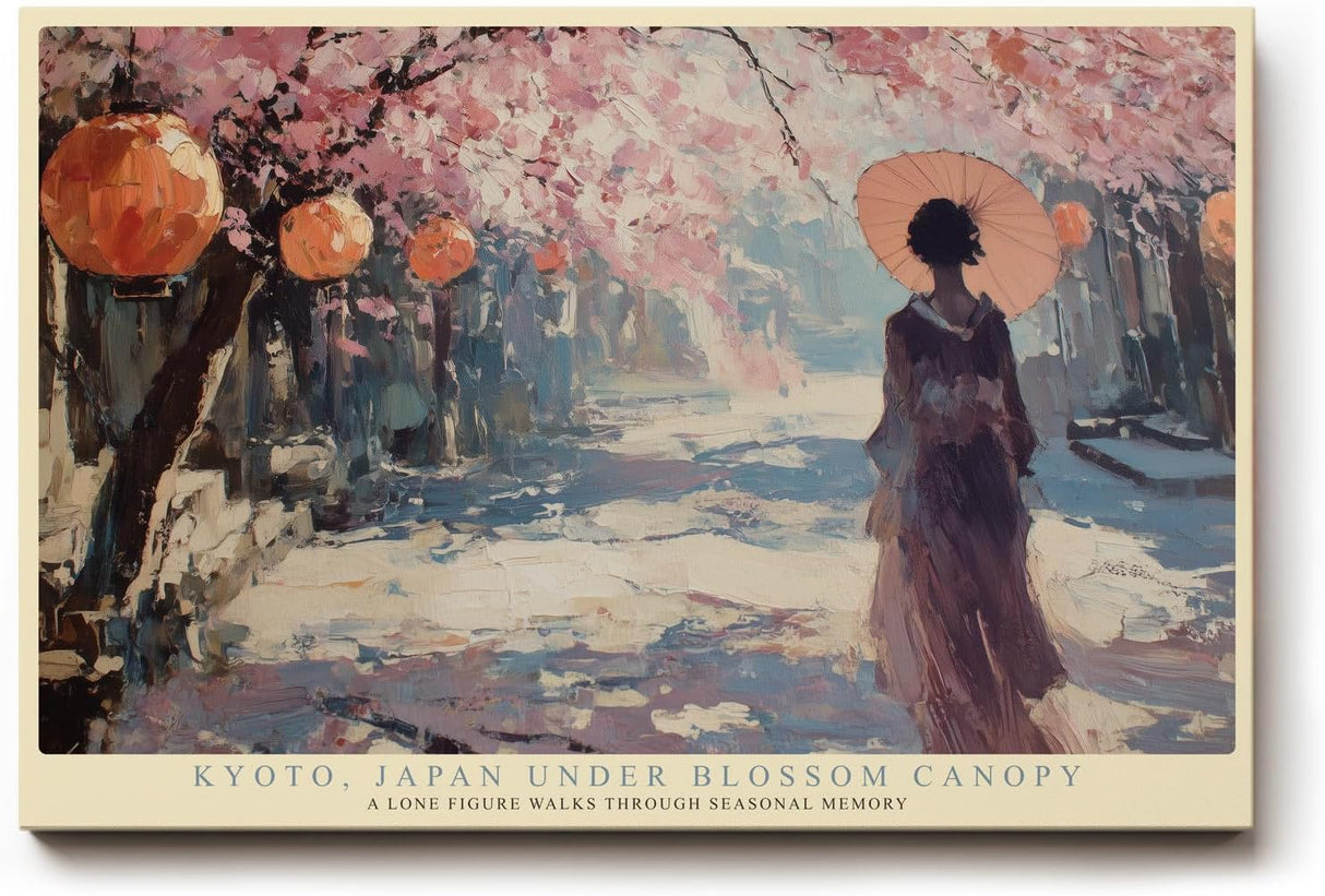 Paul Sinus Wandbild 120x80cm Kyoto Kirschblueten Landschaft Japan Kunstmotiv Spaziergang unter Sakura