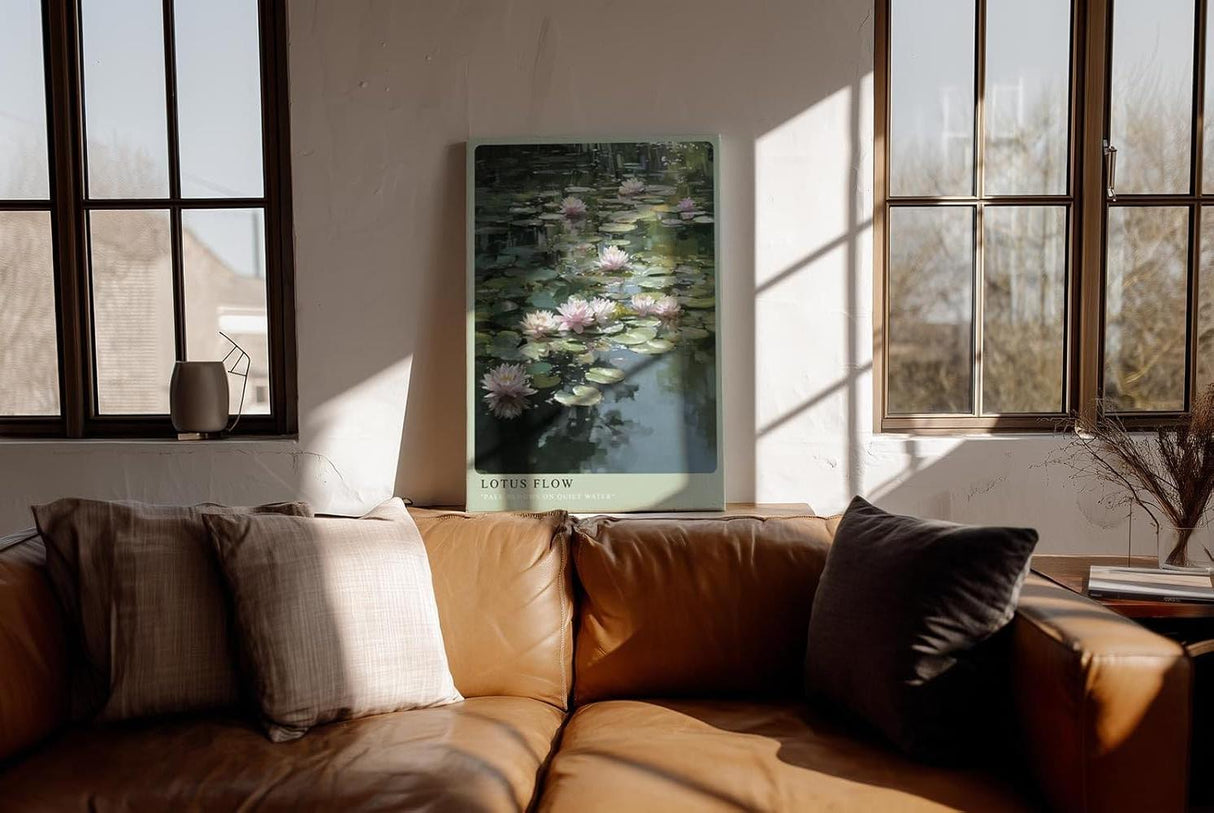 Paul Sinus Wandbild in 40x60cm Lotus Flow Rosa Lotusblüten auf ruhigem Wasser