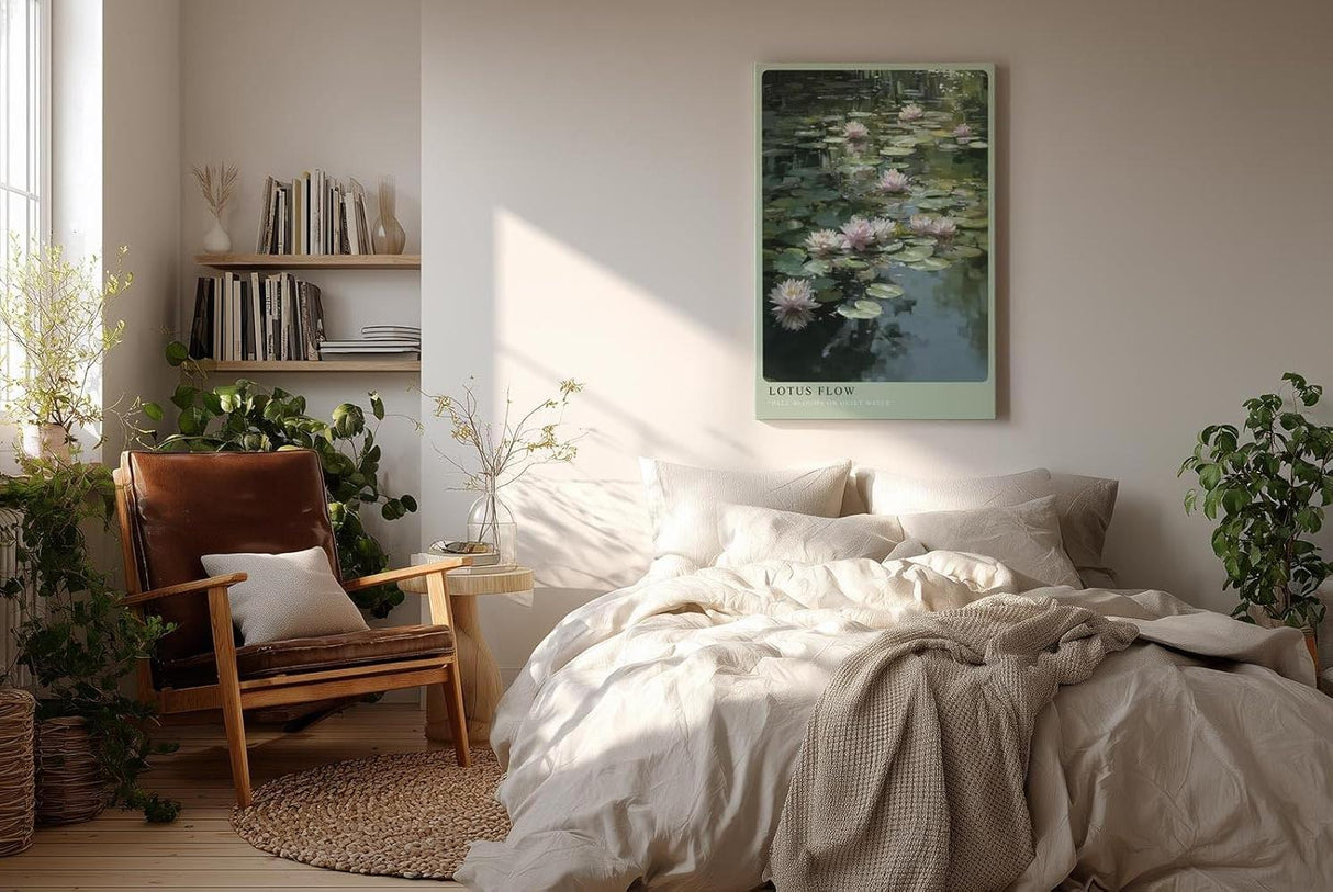 Paul Sinus Wandbild in 40x60cm Lotus Flow Rosa Lotusblüten auf ruhigem Wasser