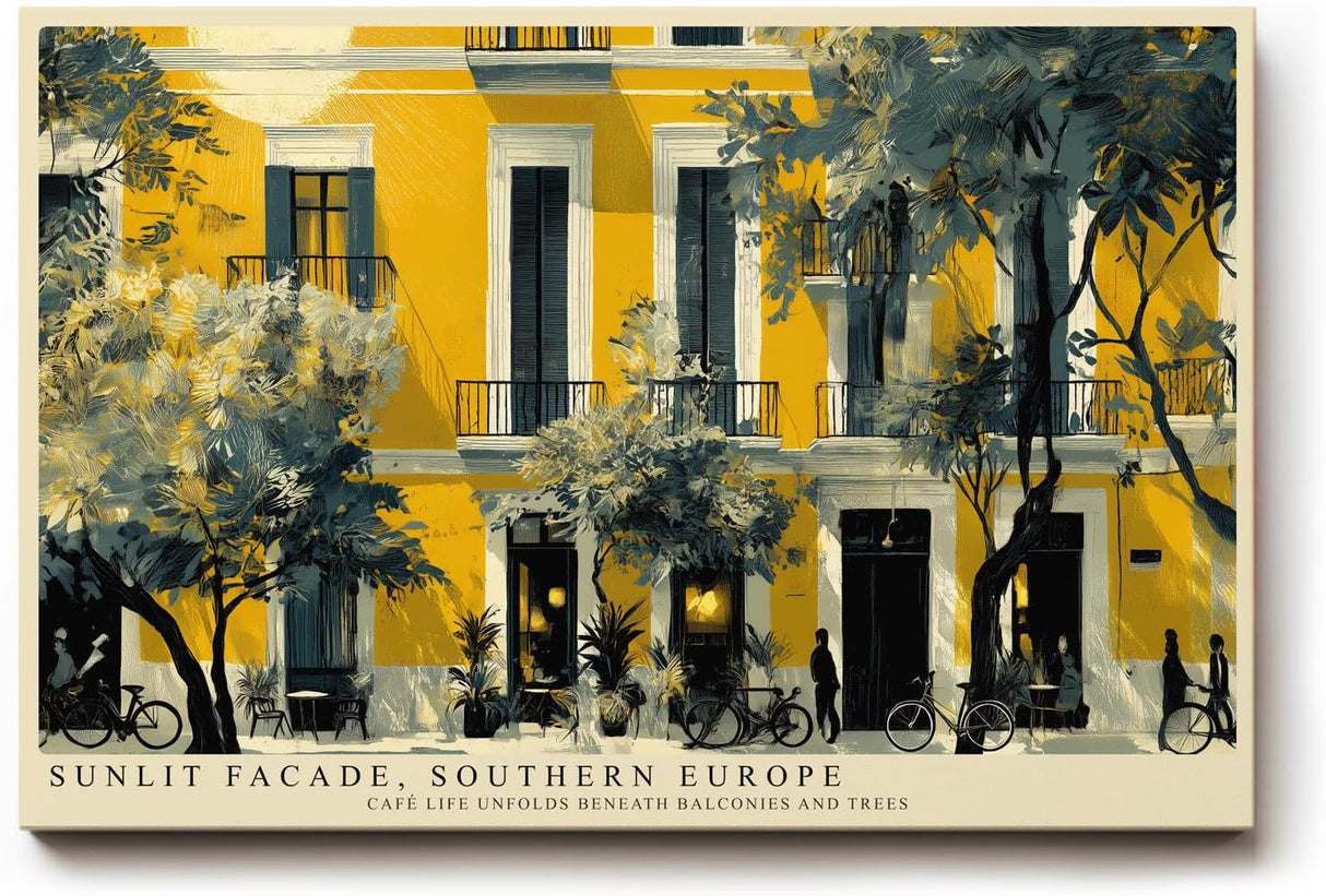 Paul Sinus Wandbild 120x80cm Mediterrane Hausfassade in Gelb Europaeische Stadt Architektur