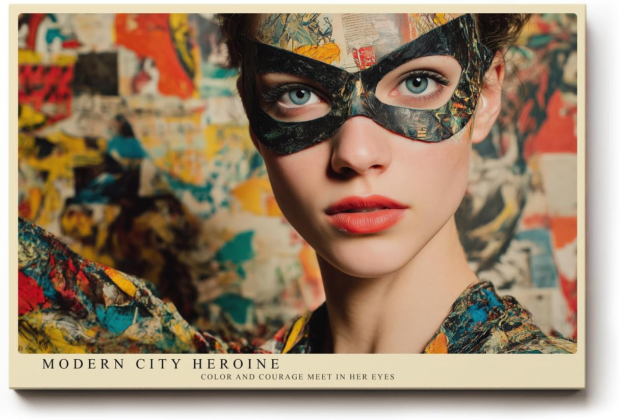 Paul Sinus Wandbild 120x80cm Modern City Heroine Portrait einer maskierten Frau Urbane Kunst fuer Wohnzimmer Schlafzimmer und Büro