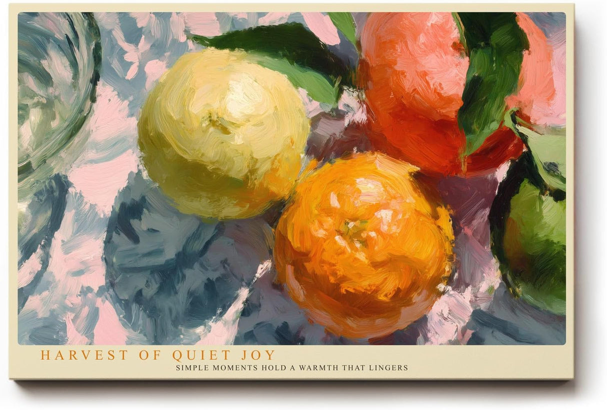 Paul Sinus Wandbild 120x80cm Obst Stillleben modern bunt impressionistische Malerei Kunstdruck grosses Kunstbild warme Wanddekoration fuer Wohnzimmer Kueche Esszimmer Büro
