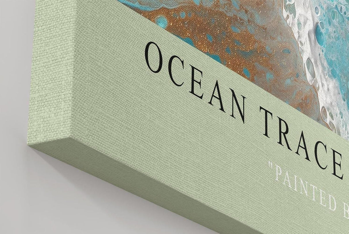 Paul Sinus Wandbild in 40x60cm Ocean Trace Abstrakte Meereswelle in Blauund Türkistönen