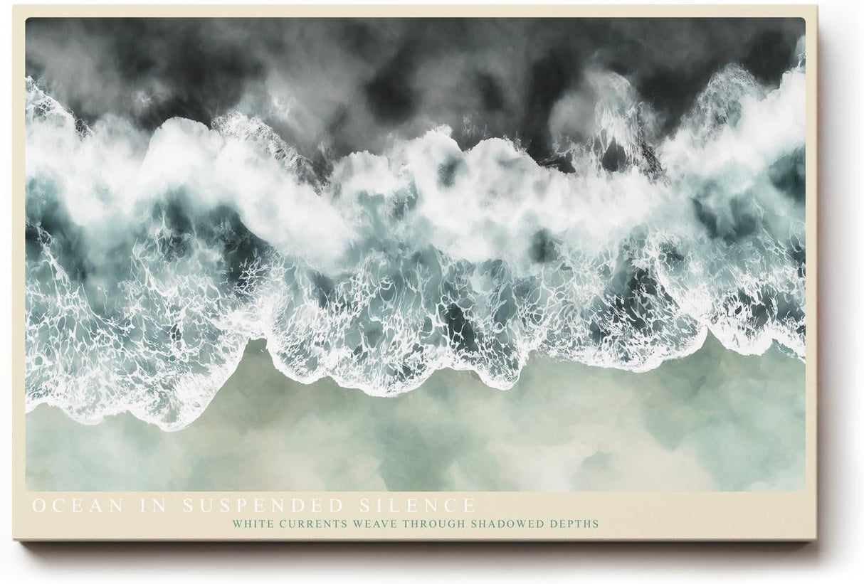 Paul Sinus Wandbild 120x80cm Ocean in Suspended Silence Luftaufnahme Wellen Meer Natur Kunst fuer Wohnzimmer Schlafzimmer und Büro