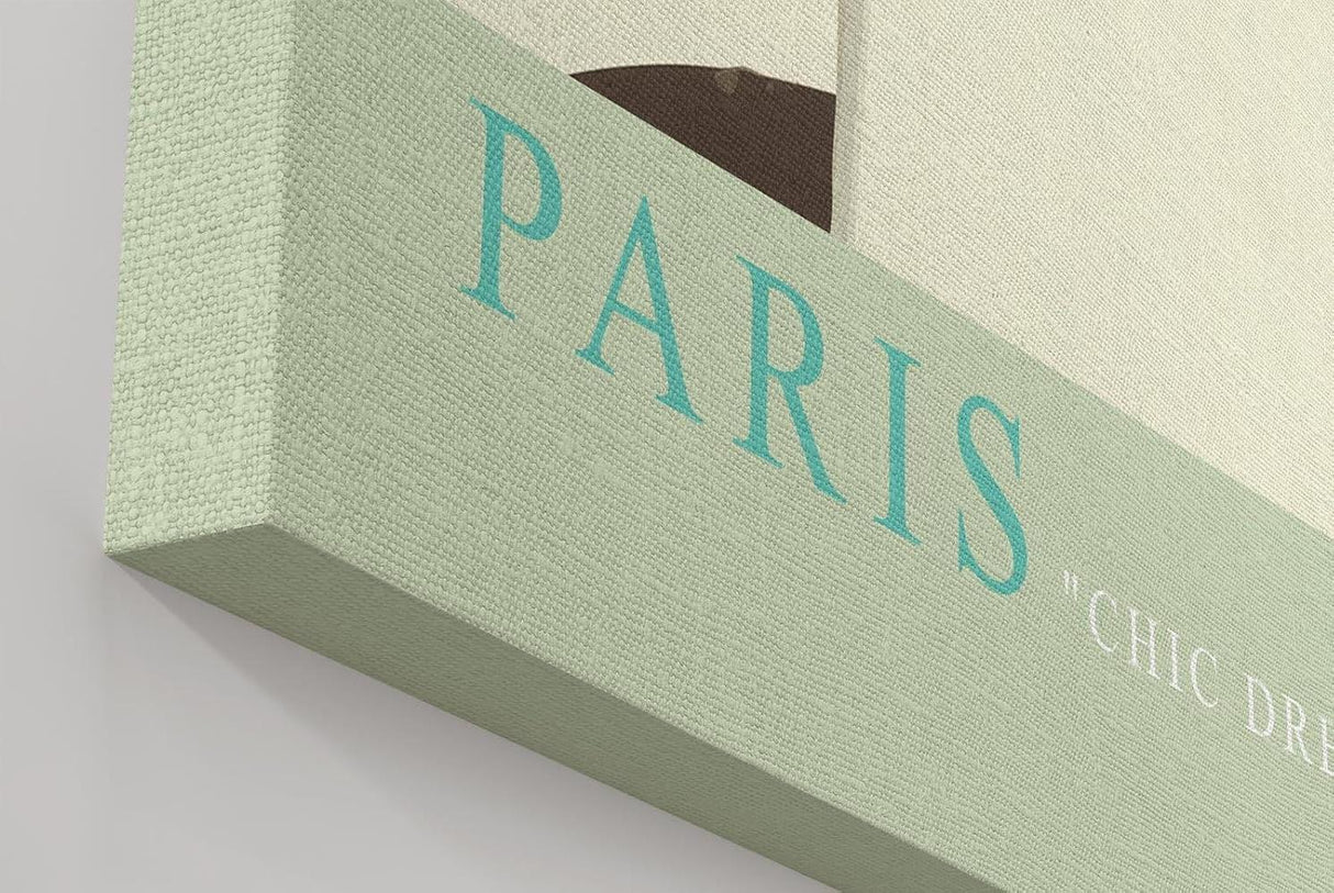 Paul Sinus Wandbild in 40x60cm Paris – elegante Frau in Weiß vor dem Eiffelturm im Retro-Stil