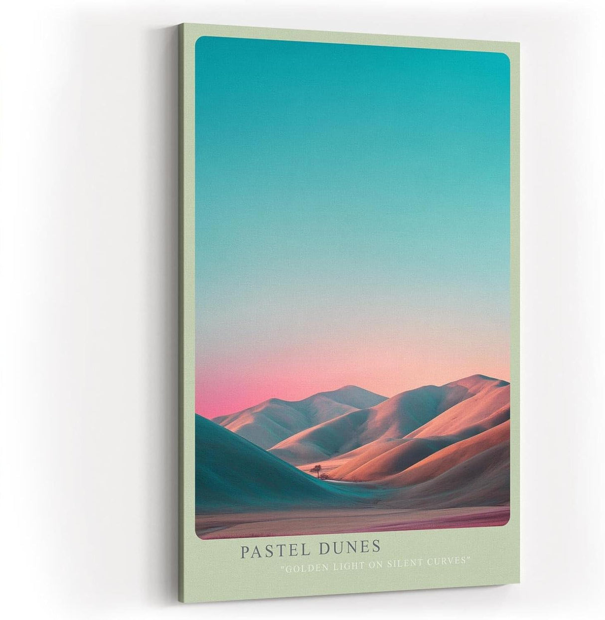 Paul Sinus Wandbild in 40x60cm Pastel Dunes mit sanft geschwungenen Dünen im goldenen Abendlicht für elegante Wandgestaltung