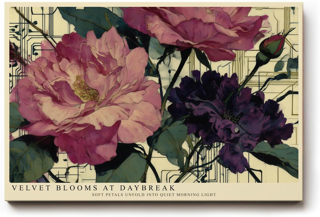 Paul Sinus Wandbild 120x80cm Pfingstrosen Blumen Kunst moderne florale Illustration Wanddekoration Wohnzimmer Schlafzimmer