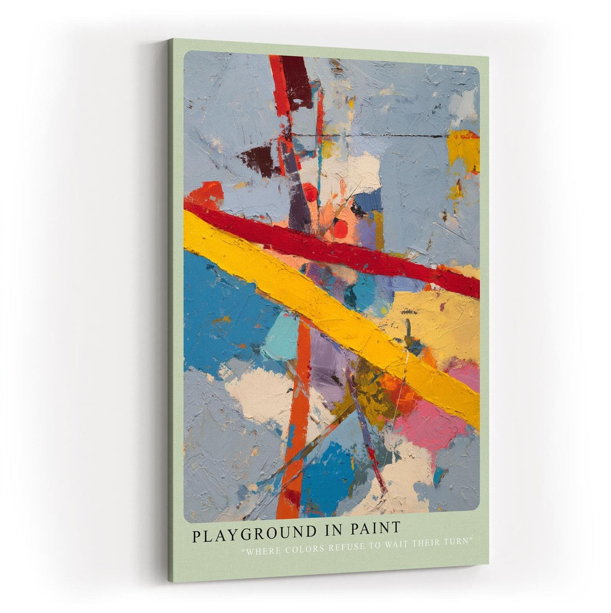 Paul Sinus Wandbild in 40x60cm Playground in Paint Abstraktes Farbspiel mit diagonalen Linien und vielfältigen Farbflächen in pastoser Struktur