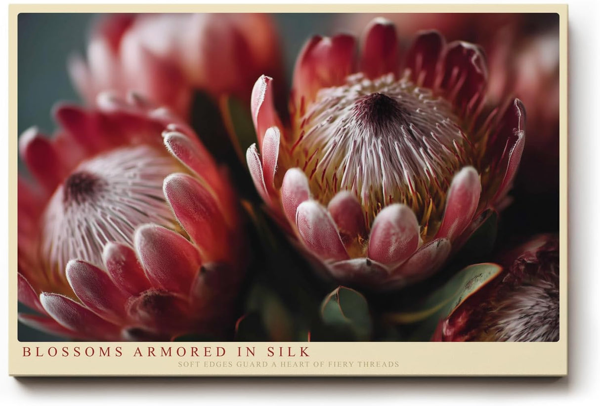 Paul Sinus Wandbild 120x80cm Protea Blueten Makrofotografie farbenreiche Blumen Kunst