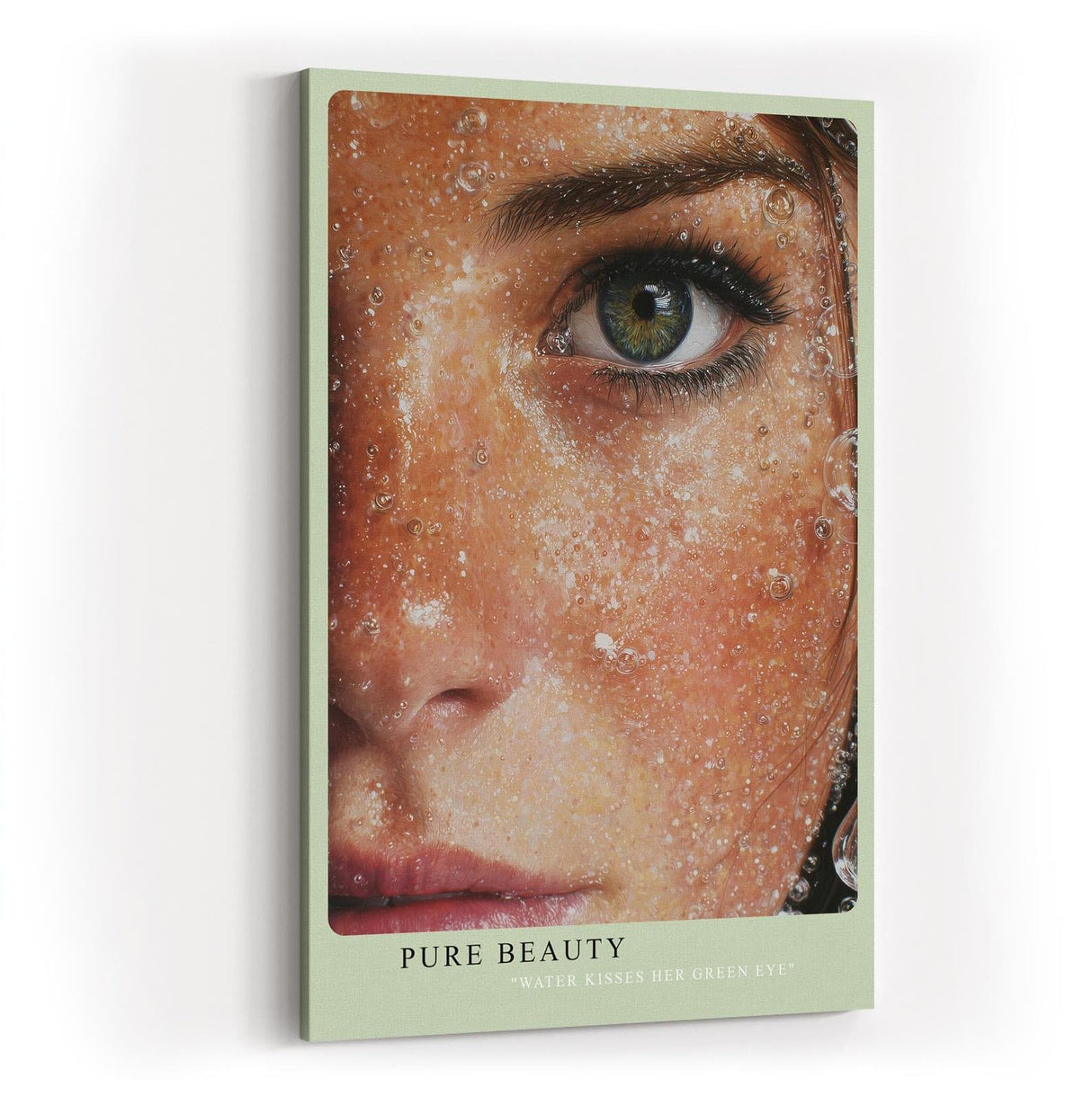 Paul Sinus Wandbild in 40x60cm Pure Beauty hyperrealistisches Porträt eines grünen Auges umgeben von Wasserperlen