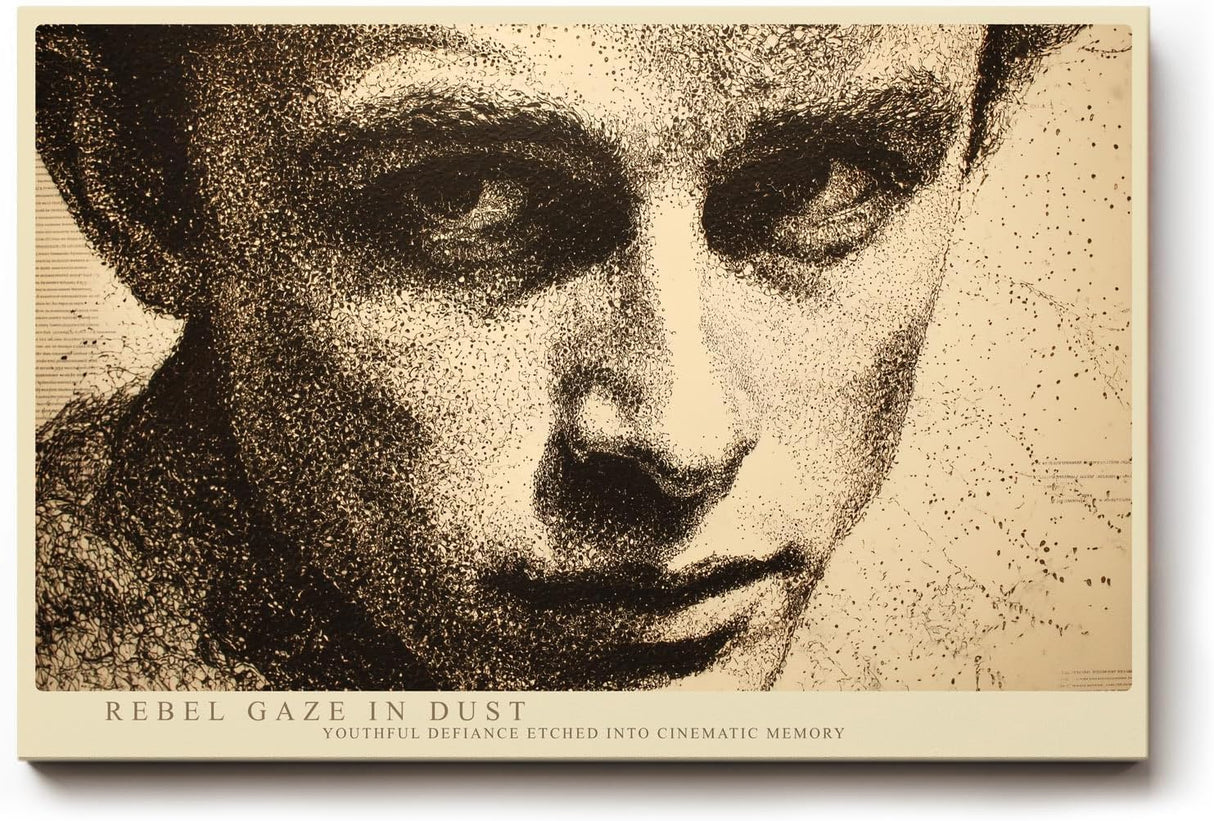 Paul Sinus Wandbild 120x80cm Rebel Gaze in Dust modernes Portrait in Punkttechnik Kunst Poster für Wohnzimmer Büro Studio
