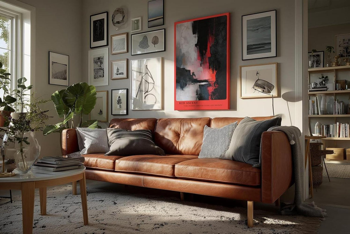 Paul Sinus Wandbild in 40x60cm Red Ascent – Abstraktes Kunstwerk mit intensivem Rot zwischen Schwarz und Weiß