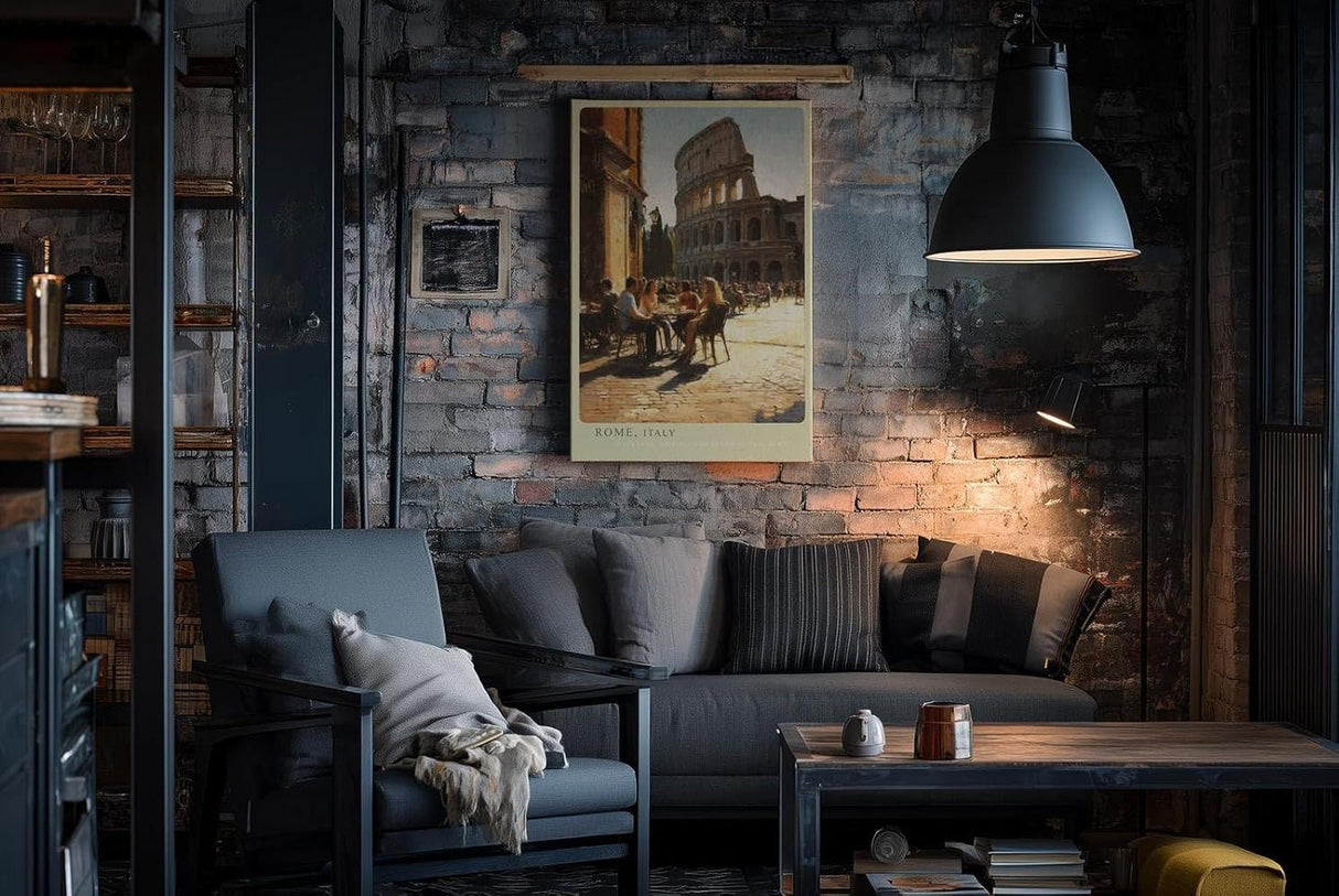 Paul Sinus Wandbild in 40x60cm Rom Italien Straßencafé am Kolosseum mediterrane Atmosphäre zeitlose Kunst für stilvolles Wohnen auf Leinwand