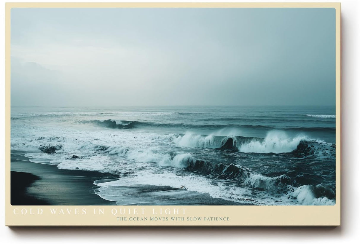 Paul Sinus Wandbild 120x80cm Ruhige Meereswellen moderne Ozean Landschaft Fotografie in kuehlen Blautoenen Wanddekoration